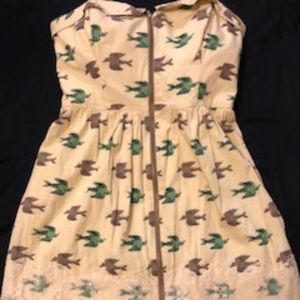 Anthropologie Zip Front Strapless Dress Size 10